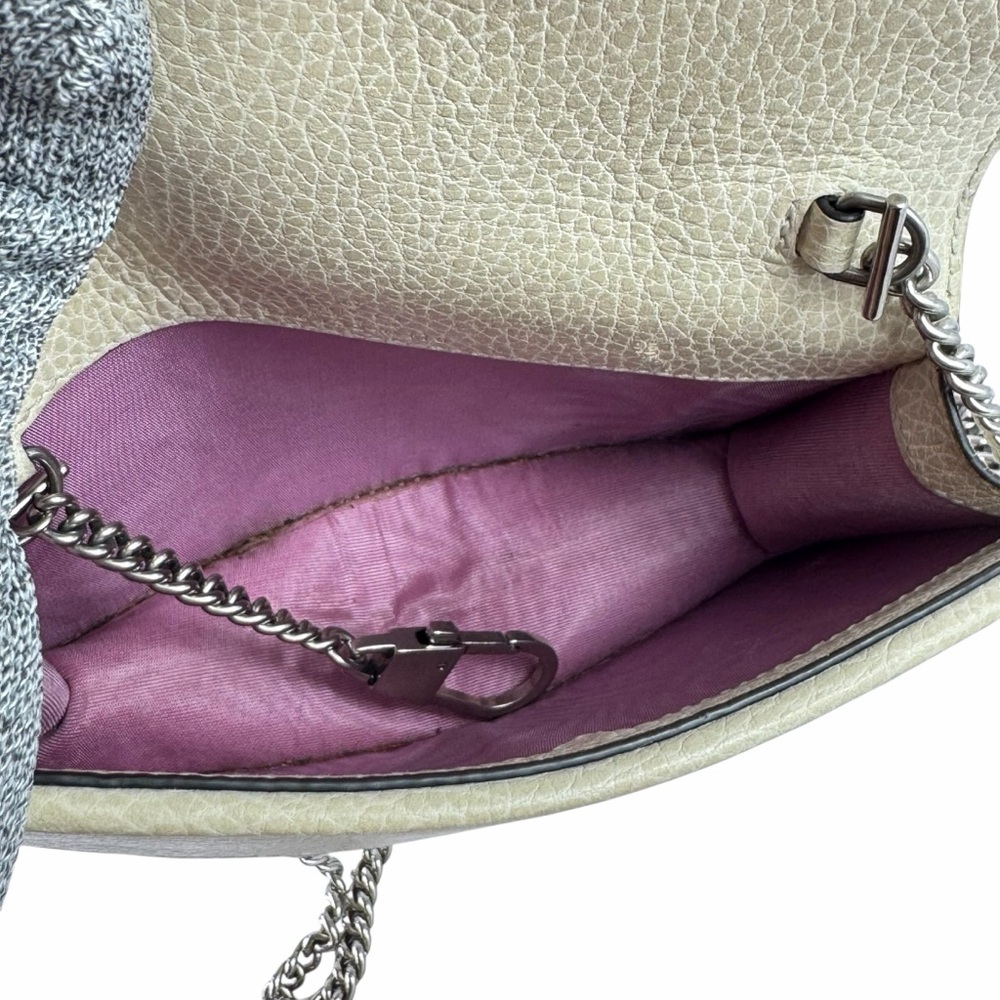 GUCCI Dionysus Super Mini Crystal Beige Leather Crossbody Bag Made in Italy - Picture 13 of 15